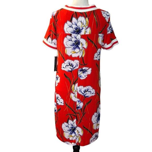 Madison Leigh Short Sleeve Red Floral Print T-shirt Dress Women Medium NEW - Picture 5 of 7